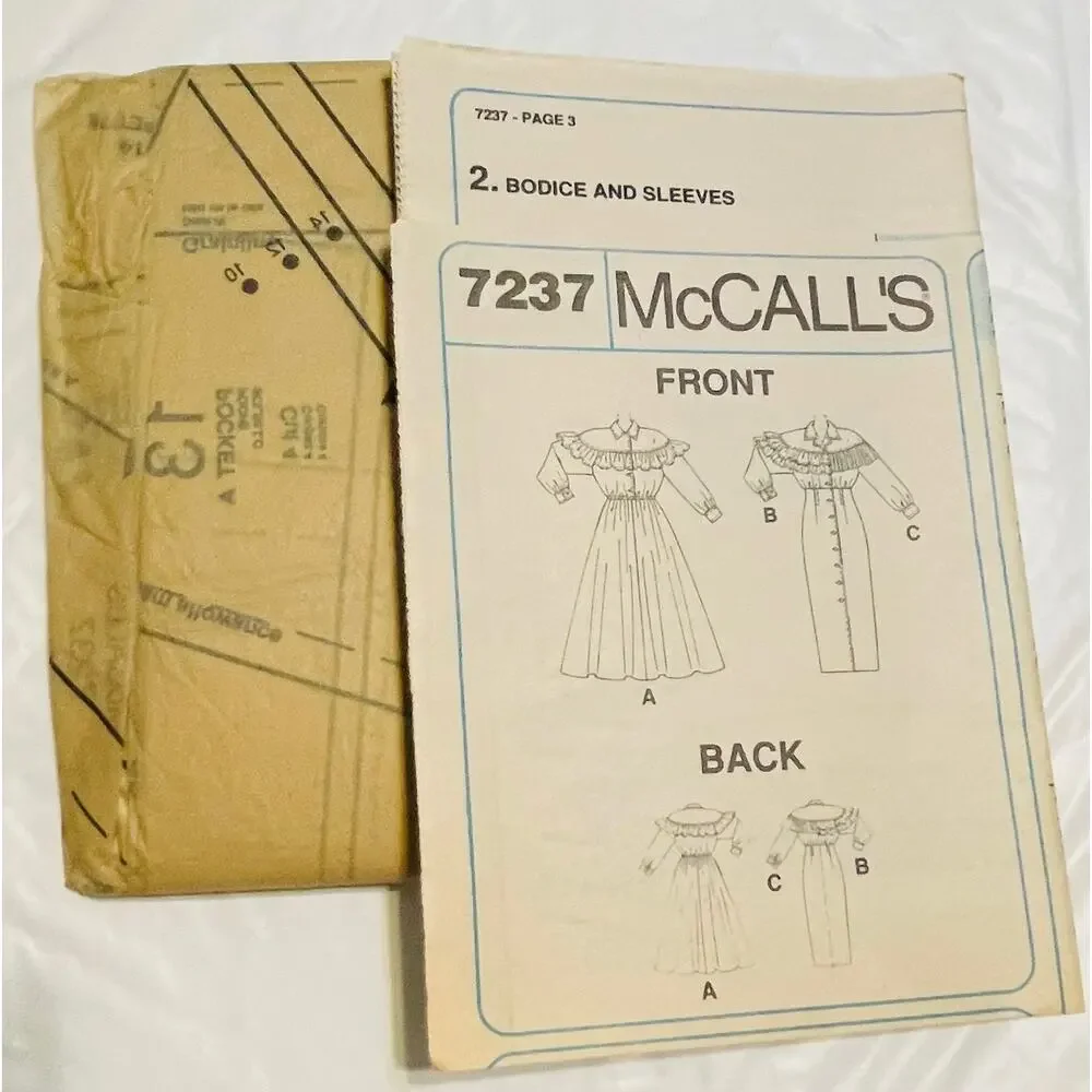 McCalls 7237 Size C (10,12,14) Vintage Sewing Pattern McC Old West Brand NEW FF